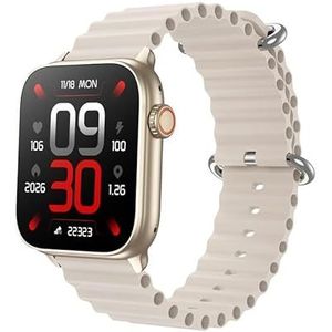 Smart Watch HD Talk Hartslag Bloed Zuurstof Bloeddruk Oefening Slaap Zwemmen Kwaliteit Waterdicht (Color : Rice White)