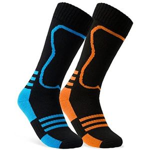 CityComfort Multipack skisokken voor jongens: warme, hoogwaardige thermische sokken voor wintersport en buitenactiviteiten, Zwart - 2 stuks, 3-6 Years