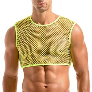 Amy Coulee Heren visnet shirt mesh spier onderhemden, groen, M