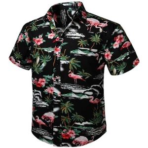 Funky Hawaiiaanse Overhemden Met Korte Mouwen, Voorzak, Zomerse Print En Strandcasual(Multi-colored A,5XL)