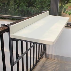 SOLKIN Balkontafel, hangtafel, balkonhangtafel voor buiten, multifunctionele hangtafel voor binnen en buiten (zwart/wit)
