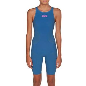 Arena Powerskin R-EVO One Girl's Open Back Jeugd Racing Badpak, Blauw/Poeder Roze, 22