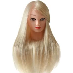 Trainingshoofd met 85% blond wit echt haar kan krullen oefenen hete strijkijzer en steil maken kapsel pop mannequin hoofd kapper