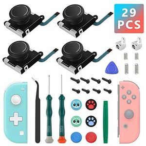 4 stuks Joycon Joysticks, vervangende joystick analoge duimsticks voor Nintendo Switch Joycon en Switch Lite, Joy Con reparatieset inclusief metalen gespen, schroevendraaiers, wrikgereedschap,