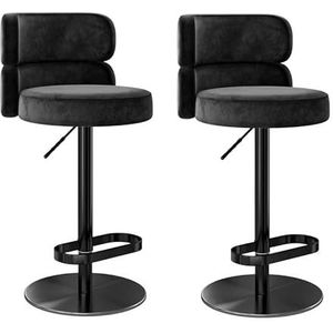 Fluwelen Swivel Barkrukken met Rug Set van 2 Counter Stoelen Bar Ontbijt Krukken Verstelbare Hoogte Rvs met Rug Titanium Goud Metaal voor Eetkamer Keuken Woonkamer Van