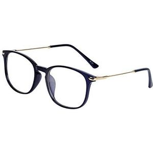 JoXiGo Computerbril, anti-blauw licht, voor dames en heren, zonder sterkte, anti-vermoeidheid, uv-bescherming, TR90-montuur met brillenkoker, lichtzwart, Eén Maat