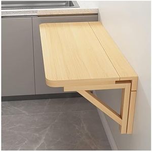 Wand gemonteerde bureau klaptafel， Houten wandgemonteerde opklapbare tafel met beugels, ontbijttafel, opklapbare keuken-eettafel, zwevende wasruimte-hangtafel(L90xW30cm/L35xW12in)