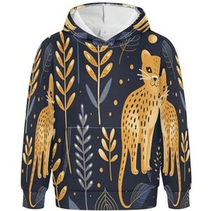 KAAVIYO Grappige Cartoon Art Cheetah Hoodies Atletische Hoodies Leuke 3D Print Sweatshirts voor Meisjes Jongens, Patroon, M