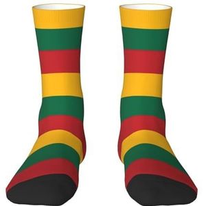 Evengigy Vlag van Litouwen Grappige Sokken Crazy Fashion Cool Gepersonaliseerde Zachte Crew Sokken voor Mannen Vrouwen Unisex, Wit, One size