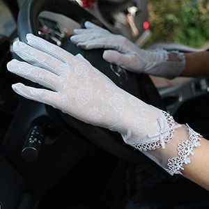 Lange handschoenen, kanten handschoenen, dameszonnebrandhandschoenen Touchscreen Antislip Ademend Korte kanten zonneschermhandschoenen (Kleur: Paars, Maat: One Size)(Color:Grey)