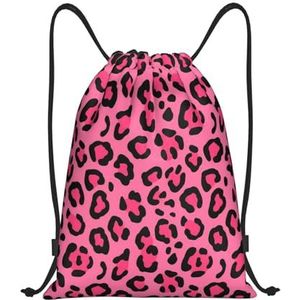 Zelinge Leuke Trekkoord Rugzak Gym Sack Swim Bag Voor Strand, Leopard Print Patroon, 16.5 x 19.6 inch, Dagrugzak Rugzakken