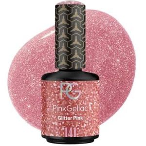 Pink Gellac Gellak - 141 Glitter Pink 15 ml - UV Gel Nagellak Roze - Eenvoudig aan te brengen Nagellak voor 14 Dagen Salonkwaliteit - Veganistische Gellak gemaakt in Nederland