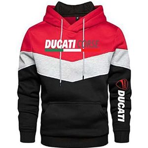 Heren Pullover Hooded Sweat Pull Over - Ducati Print Sweatshirt Unisex Splicing Jacket Trui Lange Mouw Truien Tops - Tiener Gift-A||XL