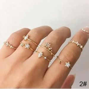 Vintage Koreaanse gouden zilveren kleur parel ringen Set sieraden voor meisjes vlinder holle hart Ring voor vrouwen - AR0032