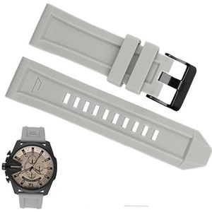 dayeer 26mm Siliconen Horlogeband voor Diesel DZ4496/4535/4283/4476/7416/7396 Serie Rook grijs Zachte Waterdichte band Horloge Accessoires (Color : Gray Black Clasp, Size : 26mm)