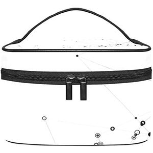 Geometrische lijn figuur witte achtergrond make-up organizer tas, reizen make-up tas organizer case draagbare cosmetische tas voor vrouwen en meisjes toiletartikelen, Meerkleurig, 22.5x15x13.8cm/8.9x5.9x5.4in