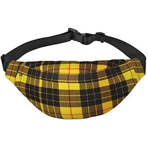 Boerderij Met Herten Reizen Running Grote Crossbody Tas Heuptas Mode Leuke Heuptas Outdoor Sport Waistpack, Geel Grijs Zwart Plaid, One Size