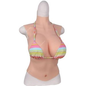 Color 3,E Cotton,XZZXQNB Silicone Borstplaat Halflichaam Hoge Hals Nepborsten voor Crossdresser Silicone/Katoen gevulde Borstvormen Transgender
