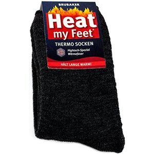 BRUBAKER 2 Paar Heat my Feet Unisex Thermosokken - Wintersokken Set voor Dames en Heren - Antraciet Maat 35-38