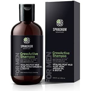 Haargroei Shampoo Voor Mannen - Natuurlijke Biotine Boost met Arganolie en Veenmodder, Effectieve Haaruitval Behandeling voor Dunner wordend Haar, Organic DHT Blocker - Geen SLS, Parabenen, Sulfaat-Vrij, Anti-roos