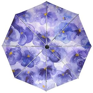 Art Daisy Paarse Bloem Paraplu Automatisch Opvouwbaar Auto Open Sluiten Paraplu's Winddicht UV-bescherming voor Mannen Vrouwen Kinderen