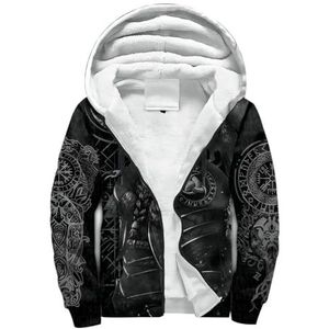 JJLLAZAD Odin Heren Horn Vegvisir Valknut Yggdrasil Zomerkostuum Winter Kostuums Cosplay Vikingen, Warme Hoodie, M