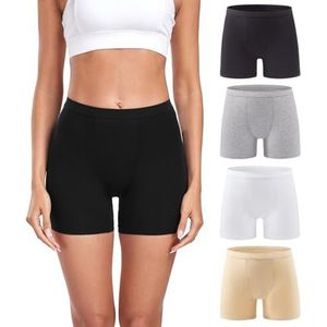 wirarpa Boxershorts voor dames, modal, boyshort, ultrazachte damesboxers, ondergoed, onderjurk, rok, multipack, Zwart/Heather Grijs/Beige/Wit, S