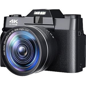 48MP Beginner Digitale Camera For Fotografie 4K Selfie Vlog Camcorder Autofocus Video Groothoek Vintage Foto Recorder Heldere Gedetailleerde Beelden(16G TF Card,Black)