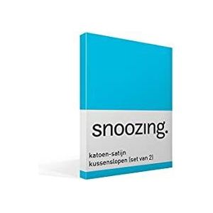 Snoozing - Katoen-satijn - Kussenslopen - Set van 2 - 50x70 cm - Turquoise