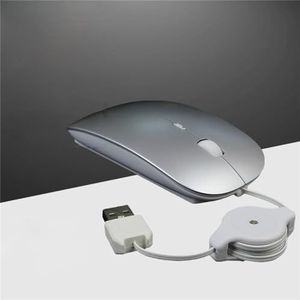 Notebook Computer Telescopische Bedrade Muis Mute USB Optische Muis Kantoor Games (Zilver)