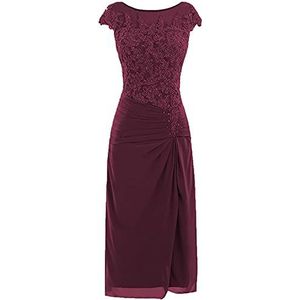 SAMHO Moeder Van De Bruid Jurken Dames Kant Applique Formele Prom Jurken, Bordeaux, 46