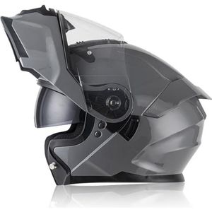 Motorhelm Systeemhelm Modulaire Helm Met Dubbel Vizier DOT/ECE-Gecertificeerde Modulaire Helm Retro Motorhelm Integraalhelm Voor Heren Dames C,XL/61-62CM
