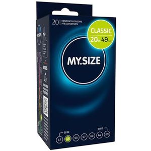 MY.SIZE Classic Condooms 49 mm breed, 20 stuks, premium condooms, extra dun, zachte en zachte condooms, dunne wand 0,07 mm