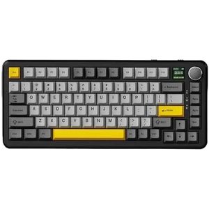 QPSJXN TRI-Mode Draadloos Bluetooth mechanisch toetsenbord 75 aanpasbare afdichting gaming-toetsenbord met zijdelings gesneden design (3 modi Star Night ash)