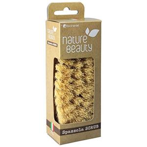 Schrobborstel. Droog lichaamsborstel natuurlijk varkenshaar in tampico. Uitstekend geschikt voor imperfecties, cellulitis en waterretentie. Het verbetert de bloedsomloop met een exfoliërende werking. 15,5 cm x 6 cm x 4,5 cm