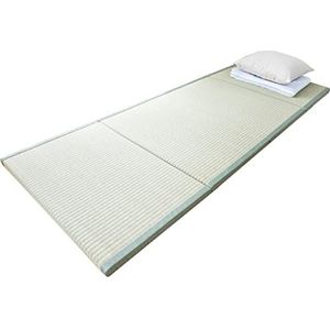 ROUZIHU Opvouwbare Japanse traditionele tatami matrasmat, rechthoek, grote opvouwbare vloermat, slapende tatami mat, vloer (beige, 90 x 200 x 3,5 cm)