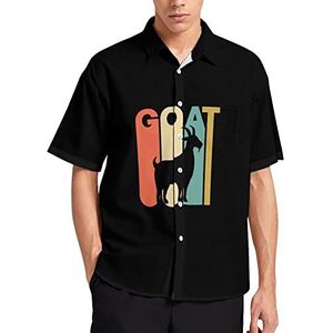 Vintage Stijl Geit Silhouet Hawaiiaanse Shirt Voor Mannen Zomer Strand Casual Korte Mouw Button Down Shirts met Pocket