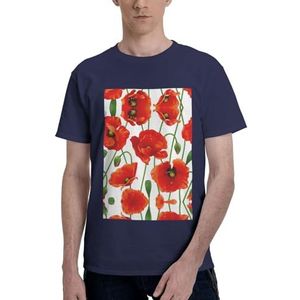 CKGODGF Katoenen T-shirt met bloemenprint, casual en comfortabel korte mouwen, geschikt voor fitness en dagelijks gebruik, Donkerblauw, S