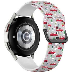 Sportieve zachte band compatibel met Samsung Galaxy Watch 6 / Classic, Galaxy Watch 5 / PRO, Galaxy Watch 4 Classic (Kerstmis rode vrachtwagen) siliconen armband accessoire