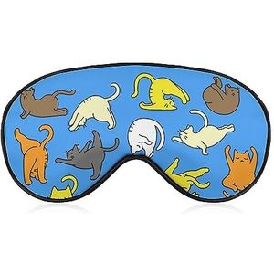 Grappige Yoga Katten Kitten Slaap Oogmasker voor Mannen Vrouwen Tieners Kinderen, Nachtslaap Oogschaduw Cover Comfort voor Reizen Yoga Nap