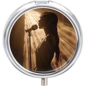 Pillendoos 3 compartimenten geneeskunde pillendoosje draagbare ronde pillendoos week pillenhouder container voor vitamine geneeskunde supplement zingen silhouet kleine pillenorganisator