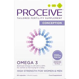 Proceive Omega 3 Conceptie voor mannen en vrouwen die proberen voor een baby - EPA & DHA hoge sterkte pure visolie tabletten - 60 capsules - 2000 mg visolie per dosis - duurzaam geproduceerd, geen