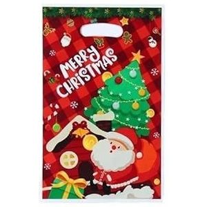 10 Stuks 25 Cm Trekkoord Vrolijk Kerstfeest Kerstman Gift Bag Goederen Koekjes Snoep Kous Zak for Christmas Party Verpakking levert (Color : Black, Size : 16.5x25cm)