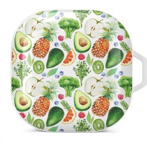 Aquarel Avocado Broccoli Ananas Oordopjes Hoesje Compatibel met Samsung Hard Shell Beschermhoes Wit-Stijl
