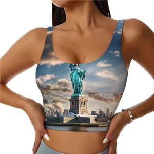 Vrijheidsbeeld in NYC Print Casual Wear Vrouwen Sport Vest Yoga Vest Workout Vest voor Vrouwen Lichtgewicht Trendy, Zwart, S