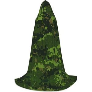 YQxwJL Groene leger digitale camouflageprint unisex mantel met capuchon, heks tovenaar cape mantel, voor Halloween cosplay, feestkostuum