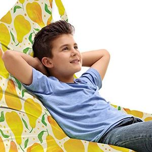 ABAKUHAUS Peer Zitzak, Aquarel stijl Fruit Bladeren, Veel Ruimte om Zacht Speelgoed als Knuffels in op te Bergen, met Handvat, gele Goudsbloem