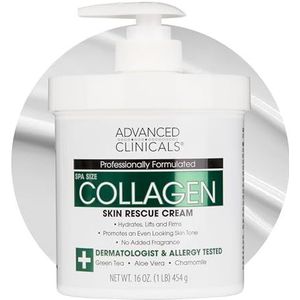 Advanced Clinicals Collageen Skin Rescue Lotion - Hydrate, hydraterend, liften, stevig; geweldig voor de droge huid. 16 oz pot met pomp. door Advanced Clinicals