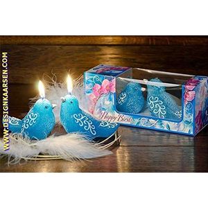 Vogel kaars BLAUW (serie van 2 stuks) 8x10x6 cm - Luxe kaars - Gemaakt door Candles by Milanne in Nederland