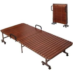 Opklapbed, draagbaar opklapbed voor volwassenen, gemaakt van stalen frame en massief hout, ruimtebesparend opklapbed voor eenvoudige opslag met wielen.,A,200 * 70cm